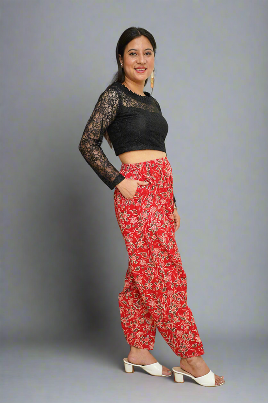 Red Floral Cotton Salwar