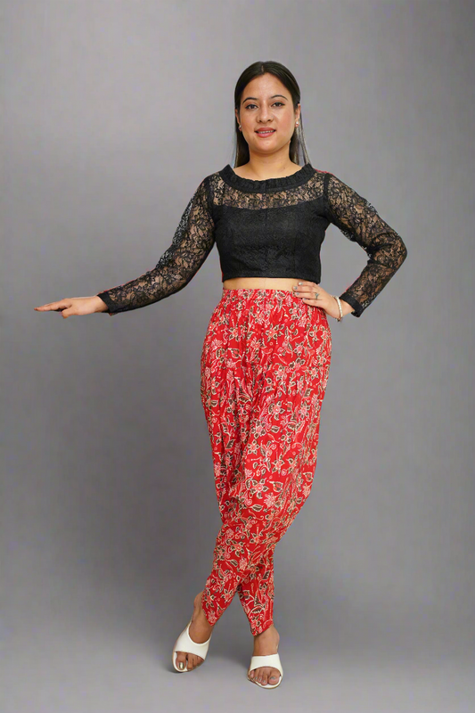 Red Floral Cotton Salwar
