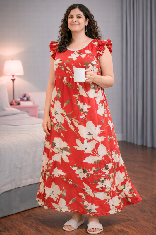Rosy Garden Rayon Night Gown