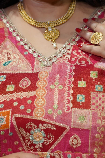Vasudha Rubi Silk Dress with Jacquard Weave