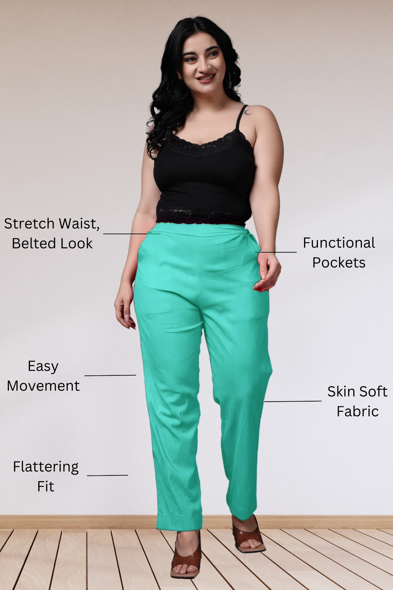 Aquamarine Lycra Slub Pants