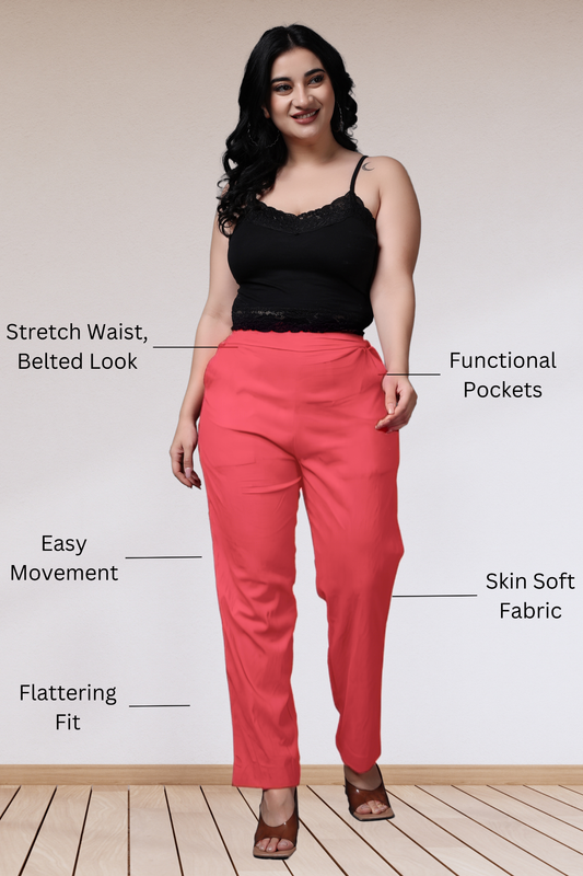 Rose Pink Lycra Slub Pants
