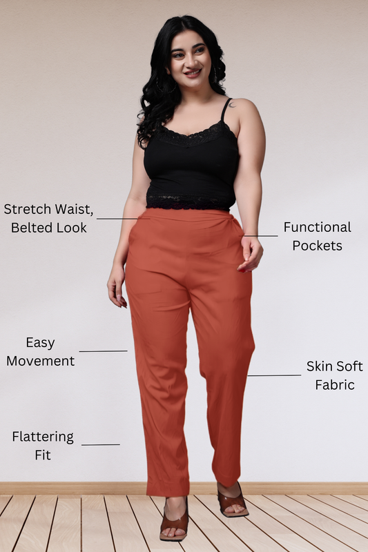 Light Rusty Lycra Slub Pants
