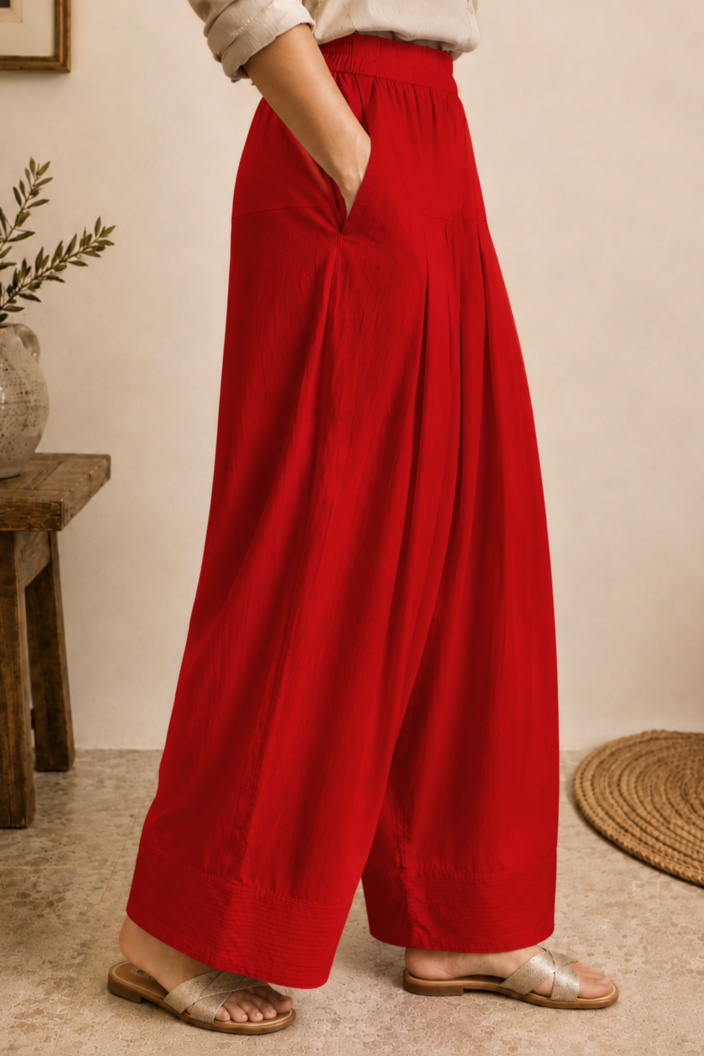 Red Rayon Farshi Salwar