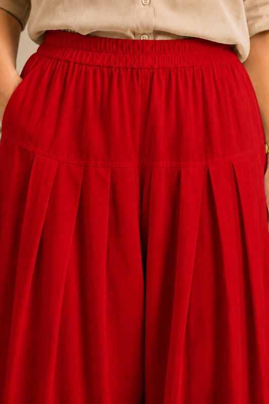 Red Rayon Farshi Salwar