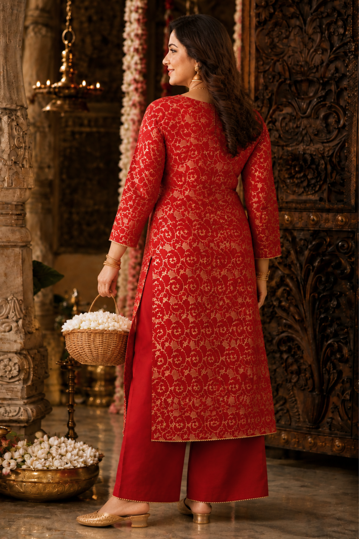 Eternally Red Jacquard Silk Suit
