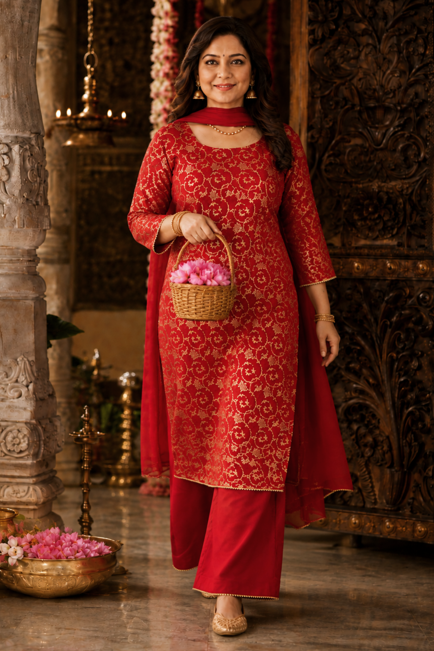 Eternally Red Jacquard Silk Suit