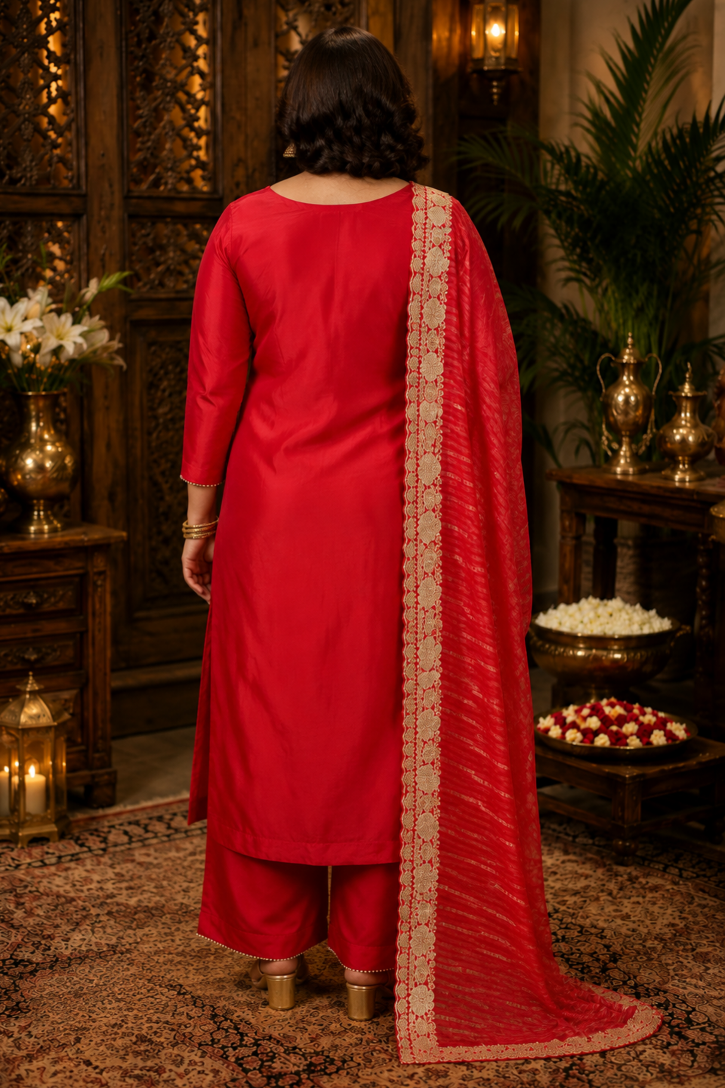 Surkh Laal Suit Set With Zari Embroidery