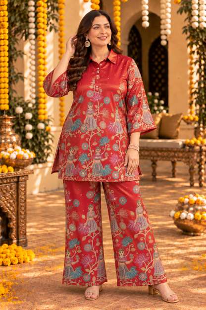 Rudhir Ziba Tissue Shimmer Co-ord Set