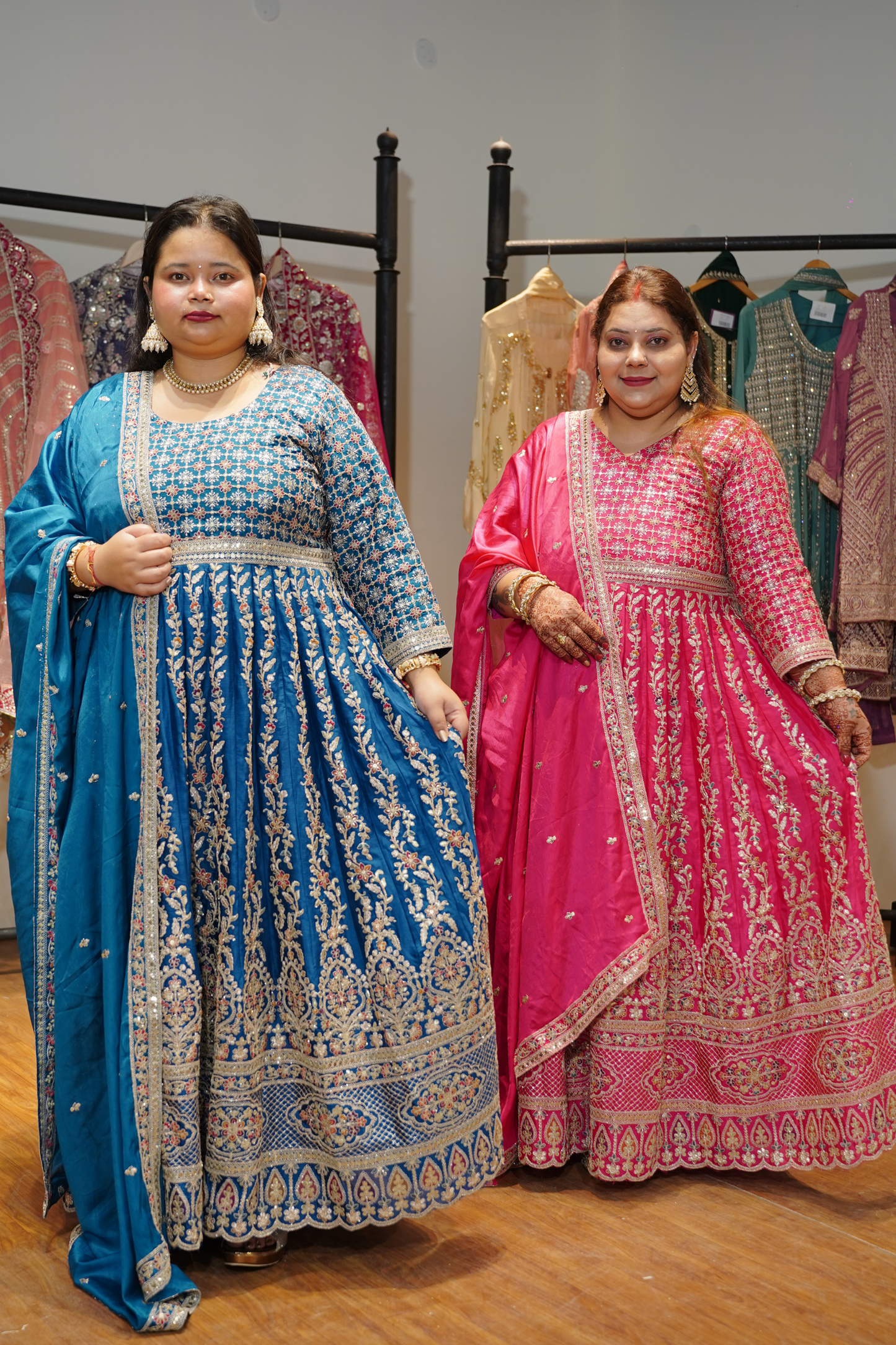 Riyana Navy Embroidered Dress With Dupatta