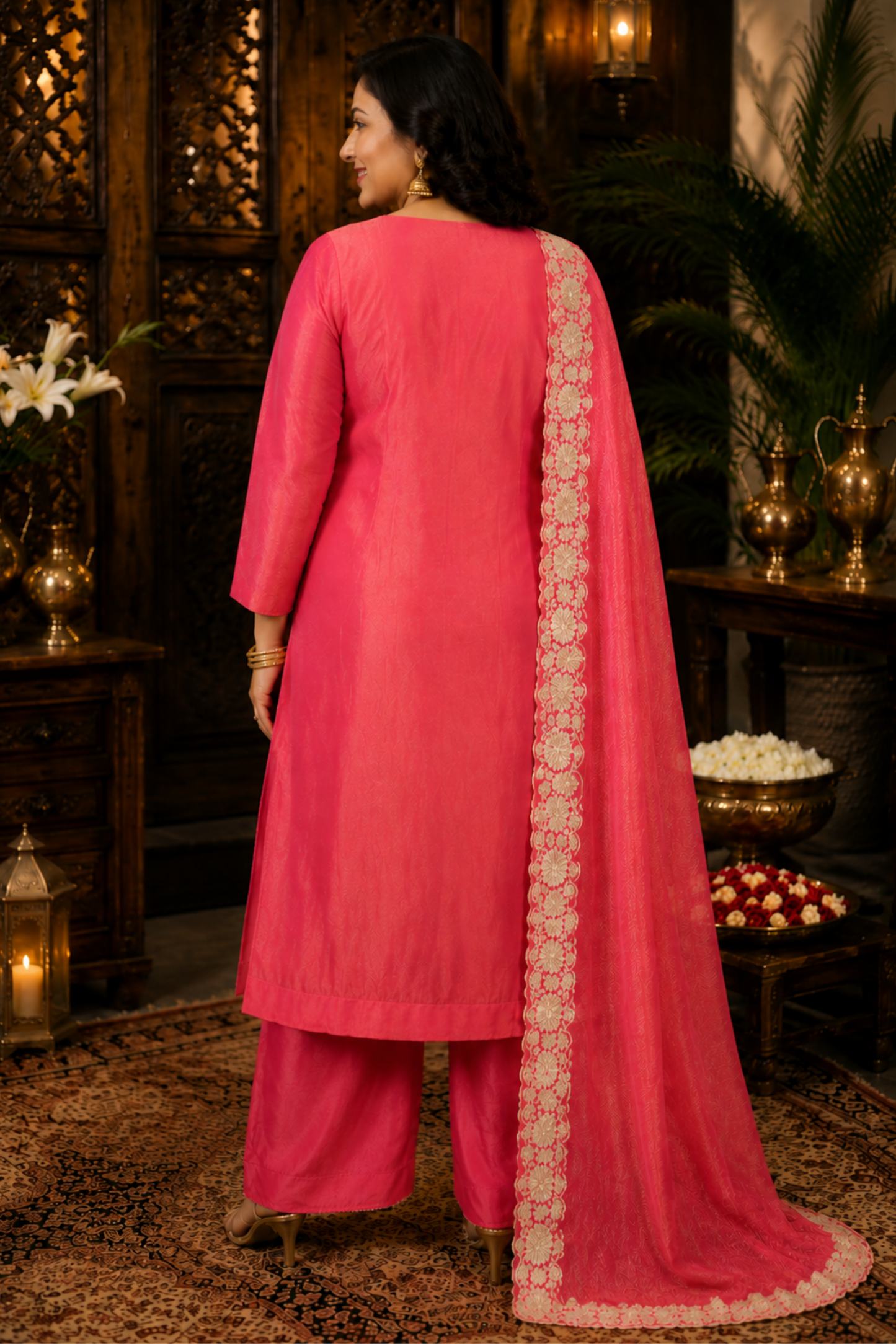 Devyani Tissue Shimmer Suit With Zari Embroidery
