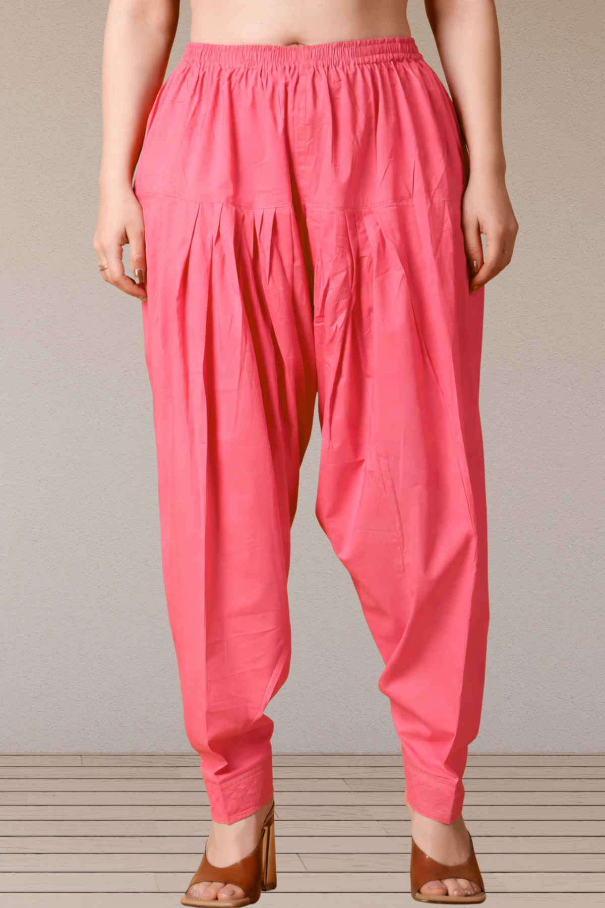 Rose Pink Pleated Cotton Salwar