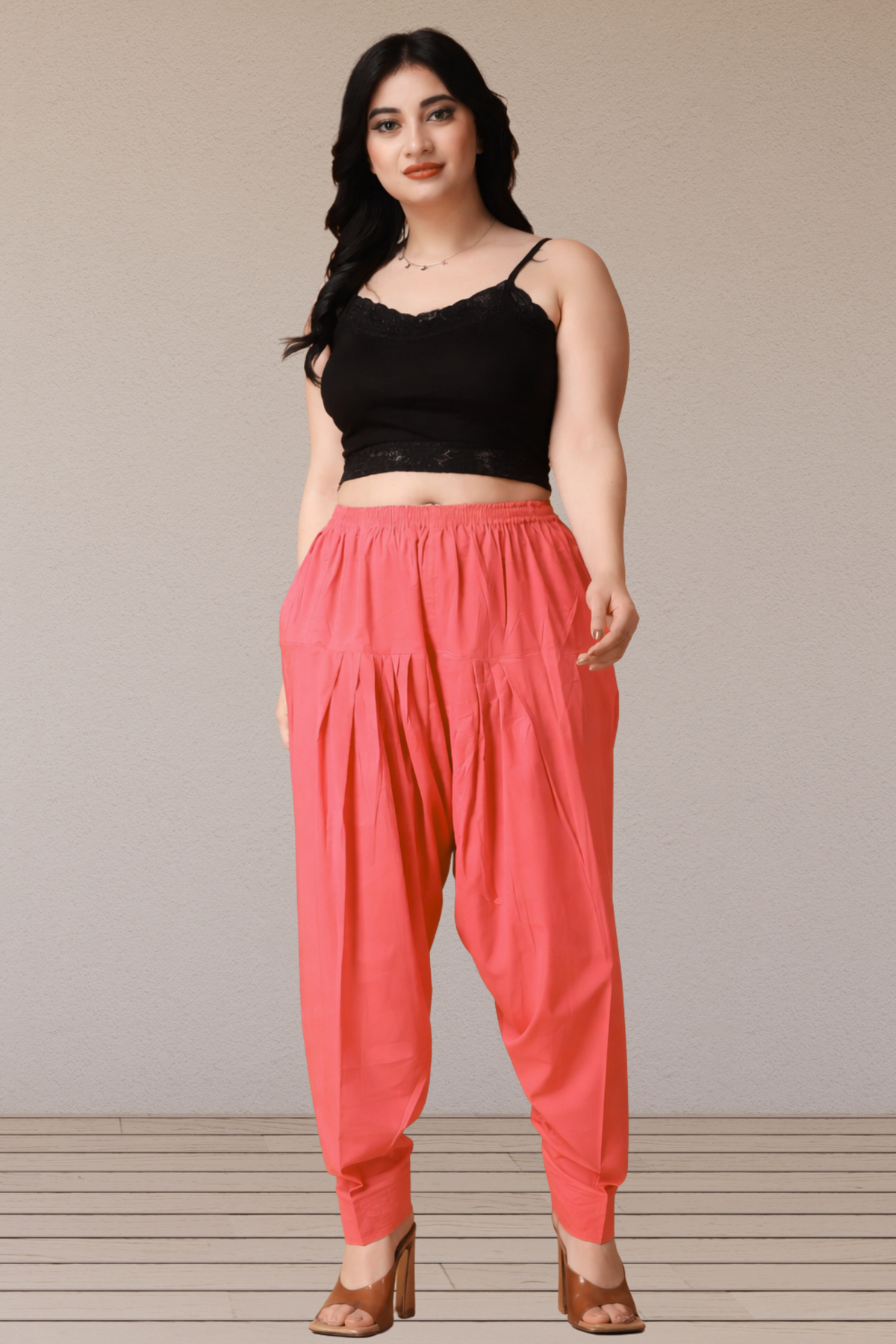 Rose Pink Pleated Cotton Salwar