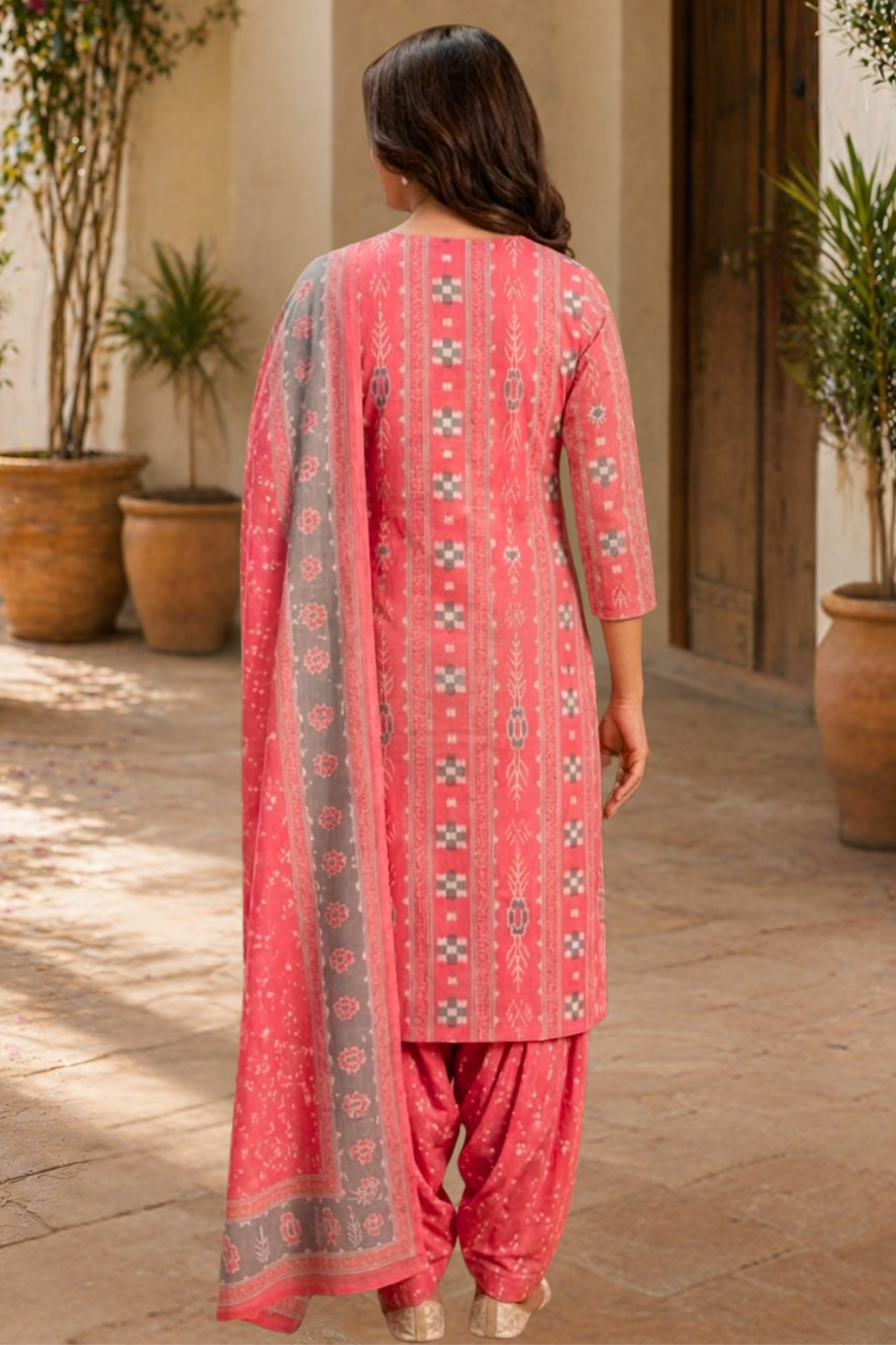Rosewood Ash Block Printed Suit