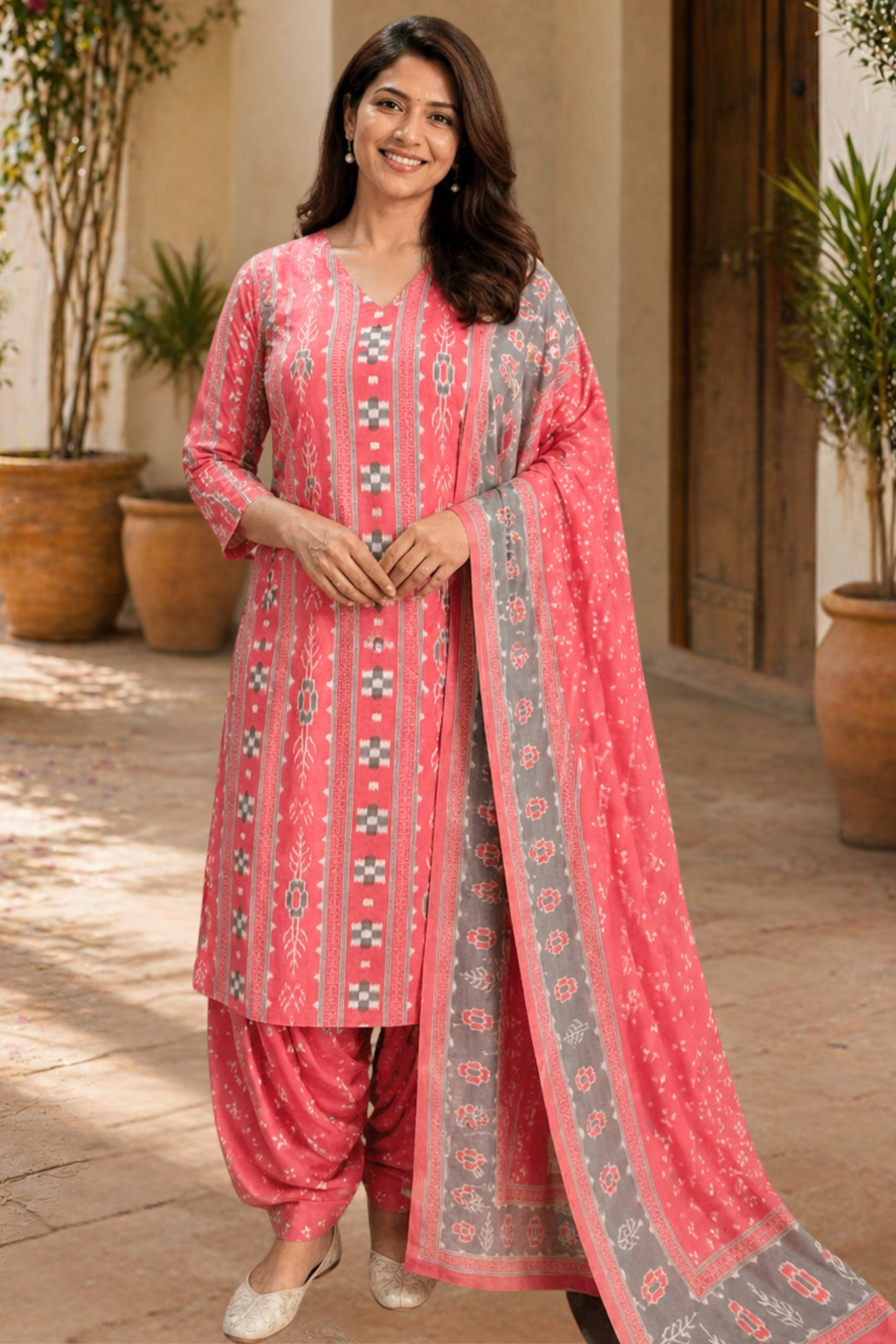 Rosewood Ash Block Printed Suit