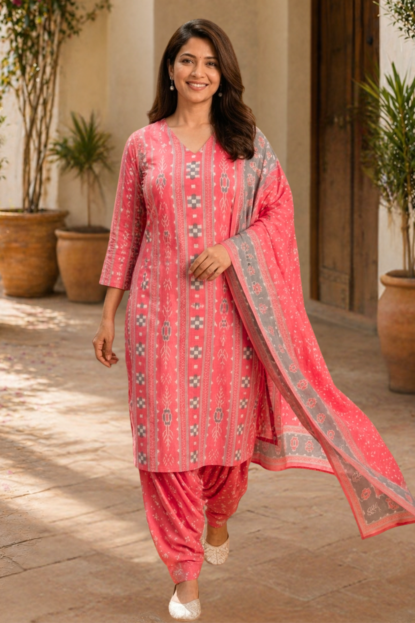 Rosewood Ash Block Printed Suit