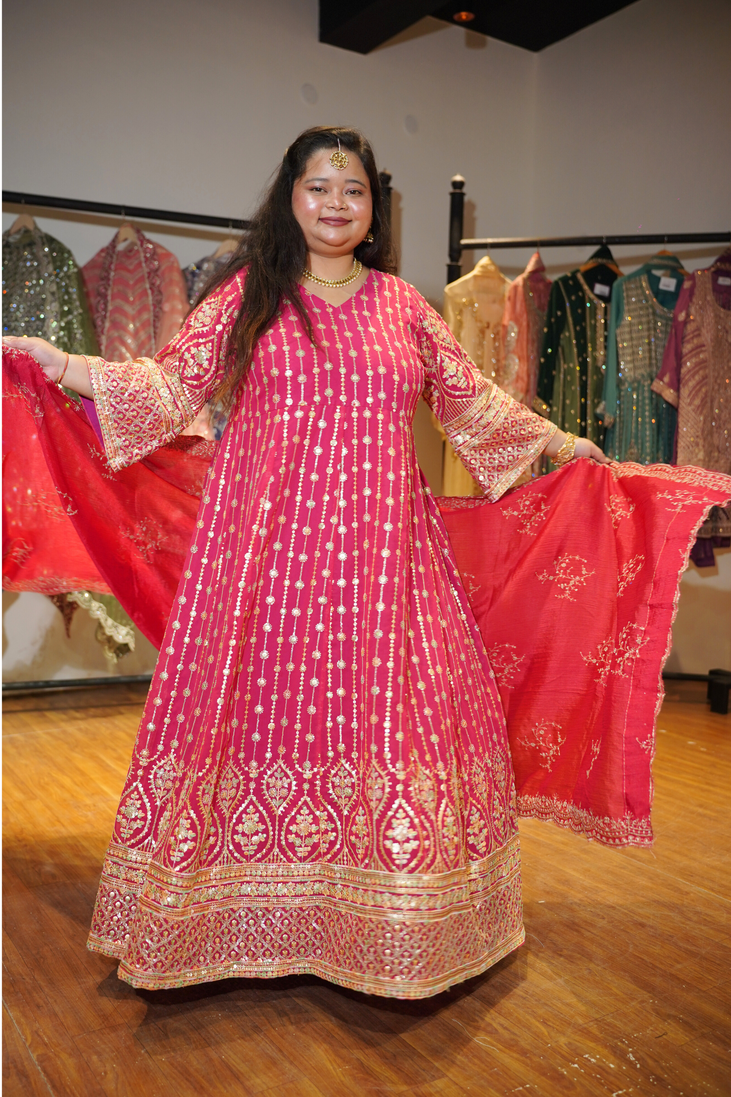 Roseatte Dazzle Embroidered Dress With Dupatta