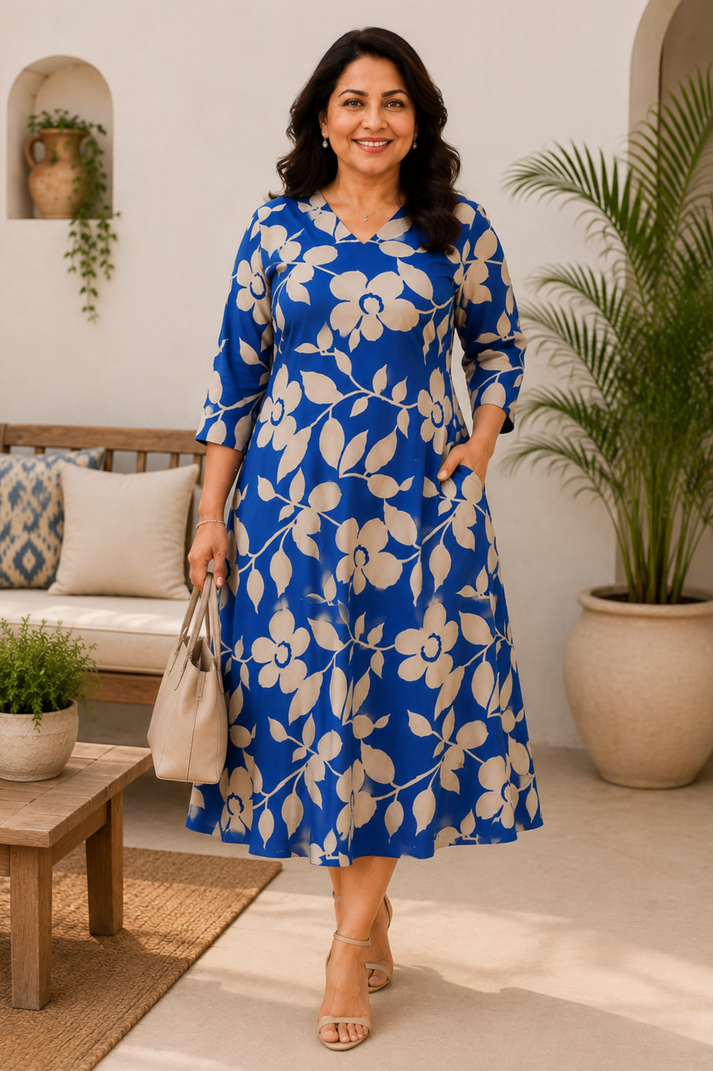 Royal Grace Floral Calf Dress