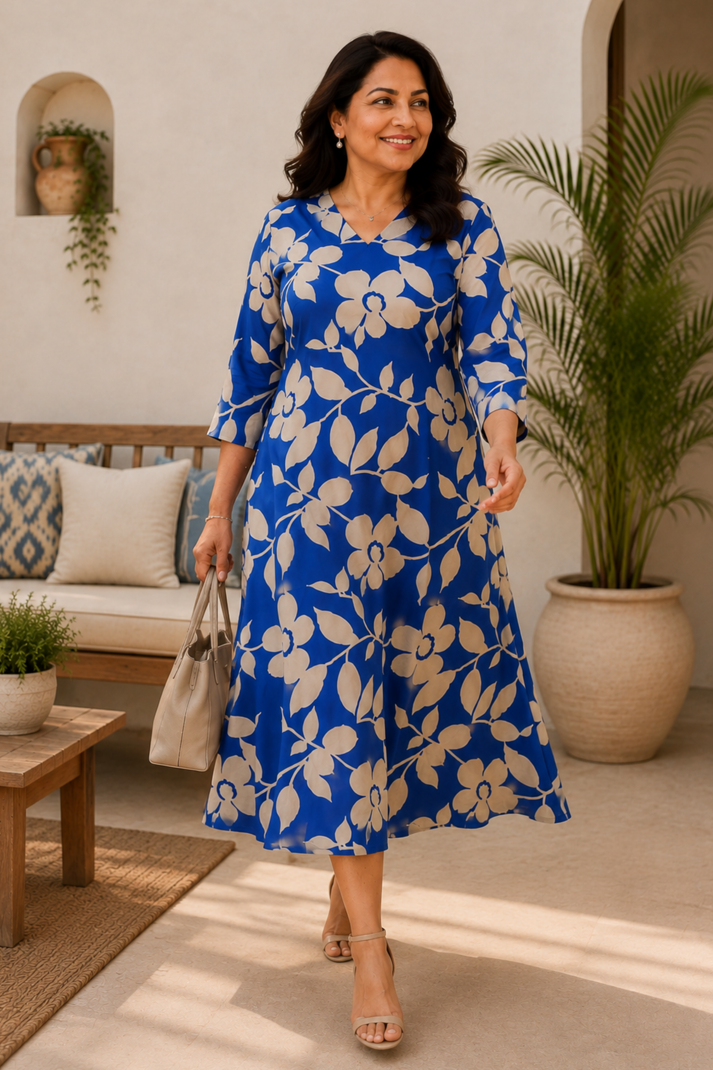 Royal Grace Floral Calf Dress