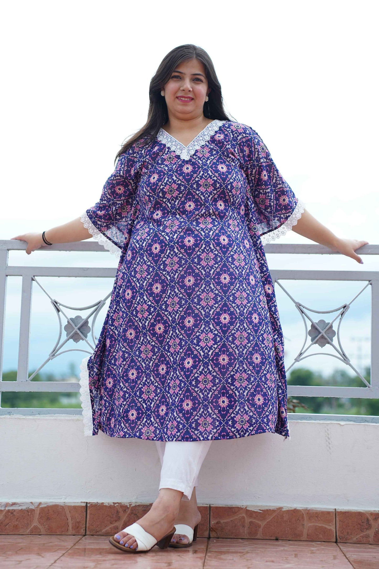Indigo Shimmer Foiled Kaftan