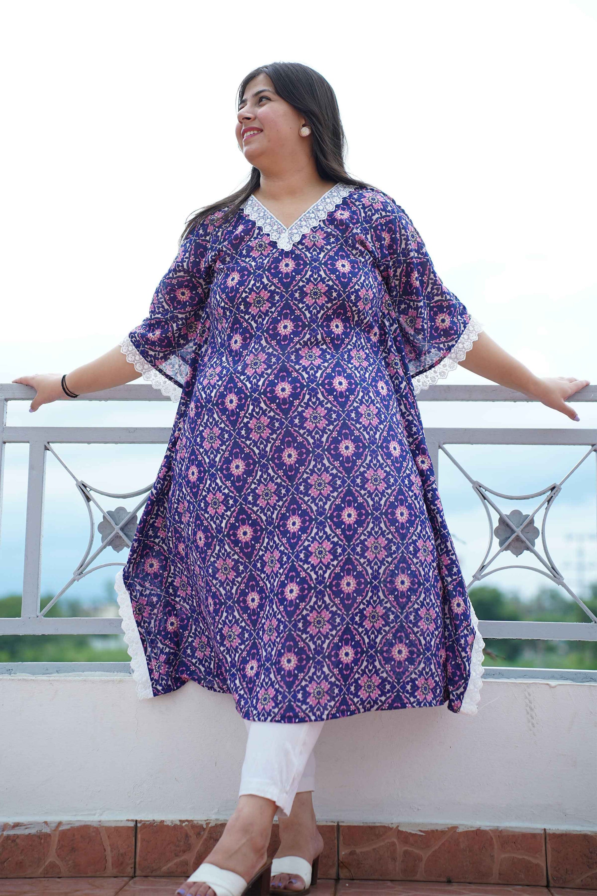 Indigo Shimmer Foiled Kaftan