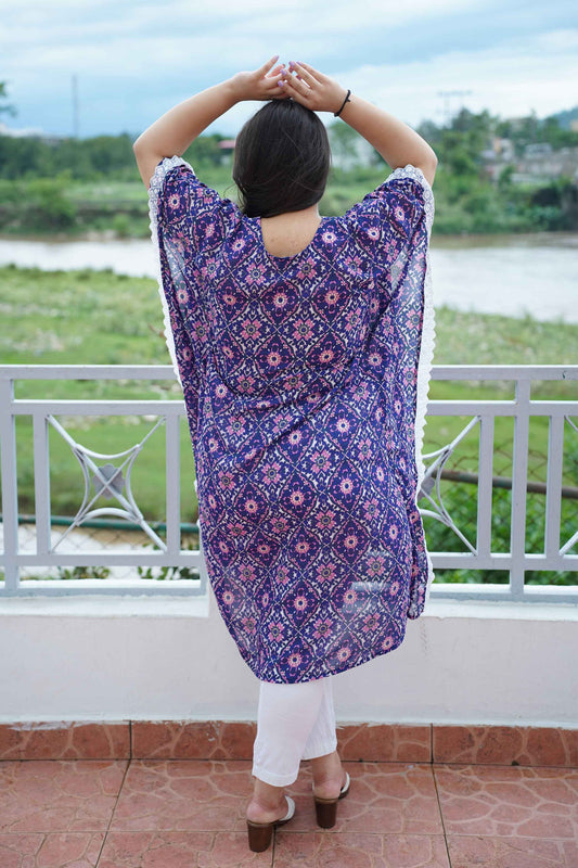 Indigo Shimmer Foiled Kaftan