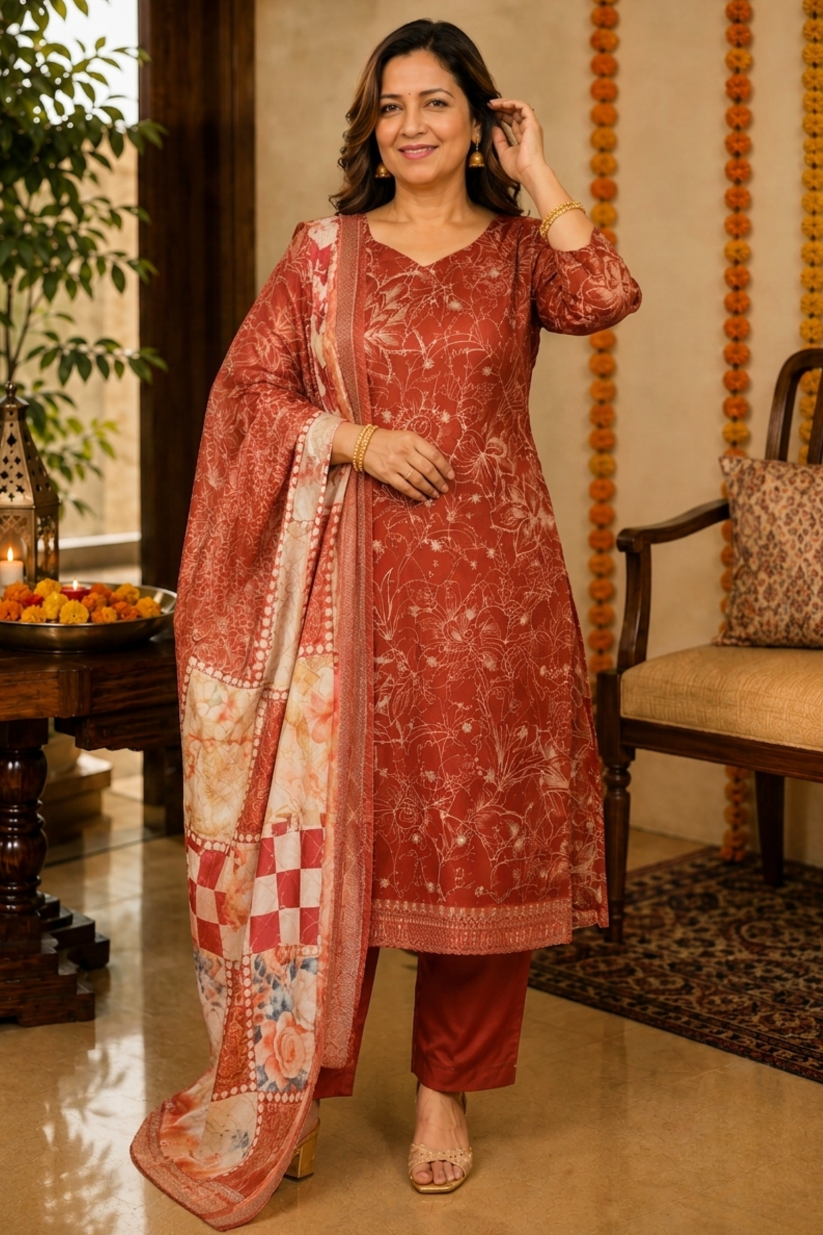 Shaahi Mehek Floral Suit Set