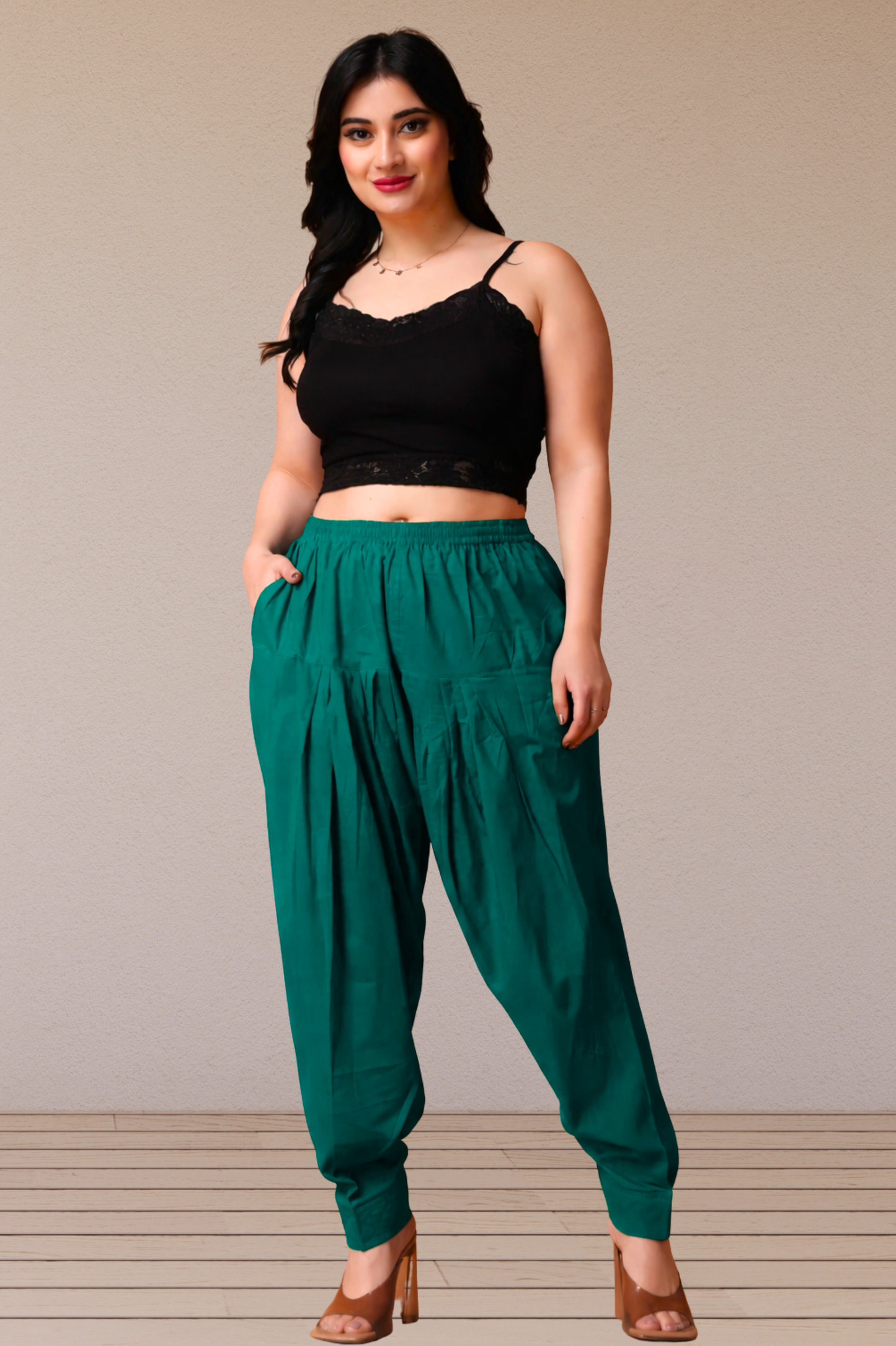 Sea Green Pleated Cotton Salwar