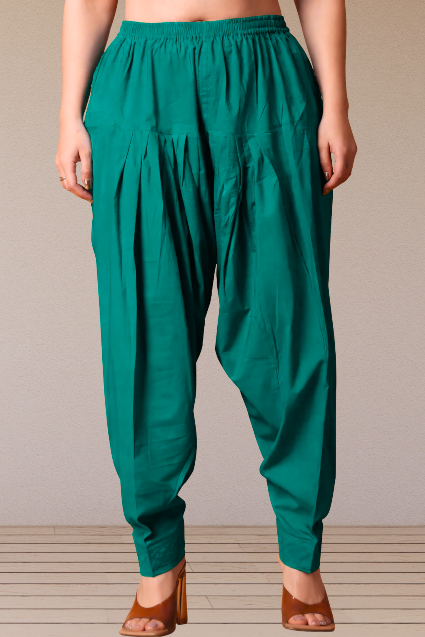 Sea Green Pleated Cotton Salwar