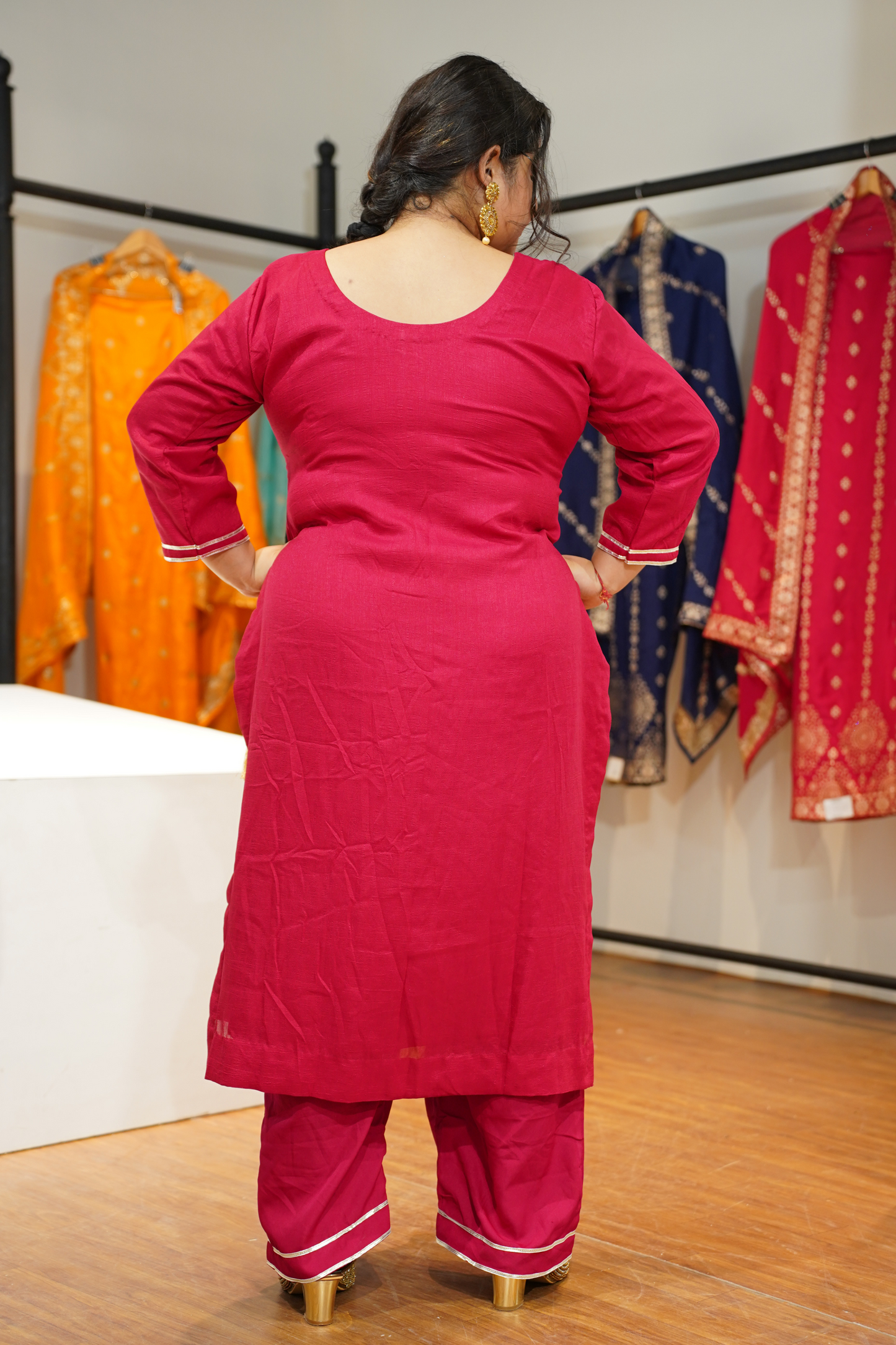 Shagun Red Embroidered Fancy Suit