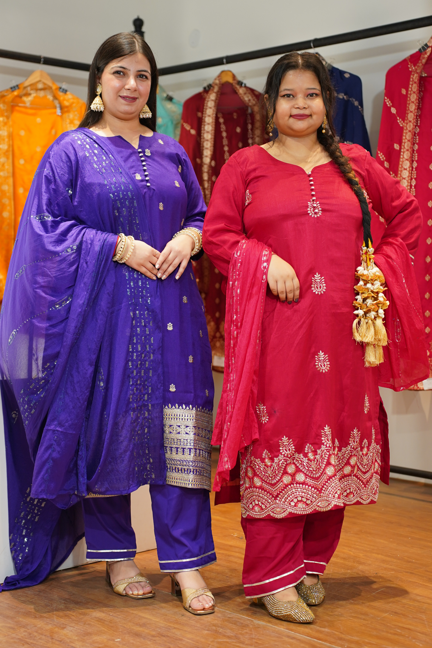 Shagun Red Embroidered Fancy Suit