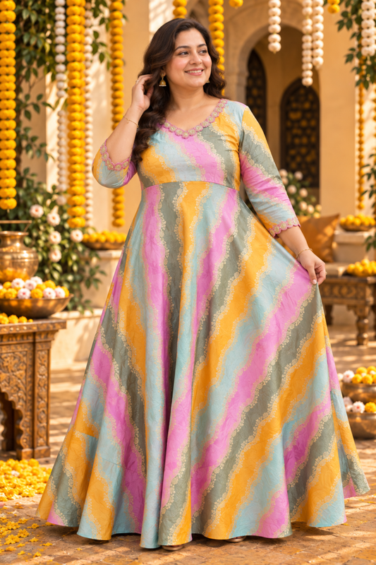 Eshita Pearl Silk Dress with Jacquard Weave