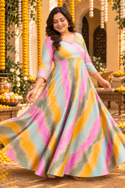 Eshita Pearl Silk Dress with Jacquard Weave