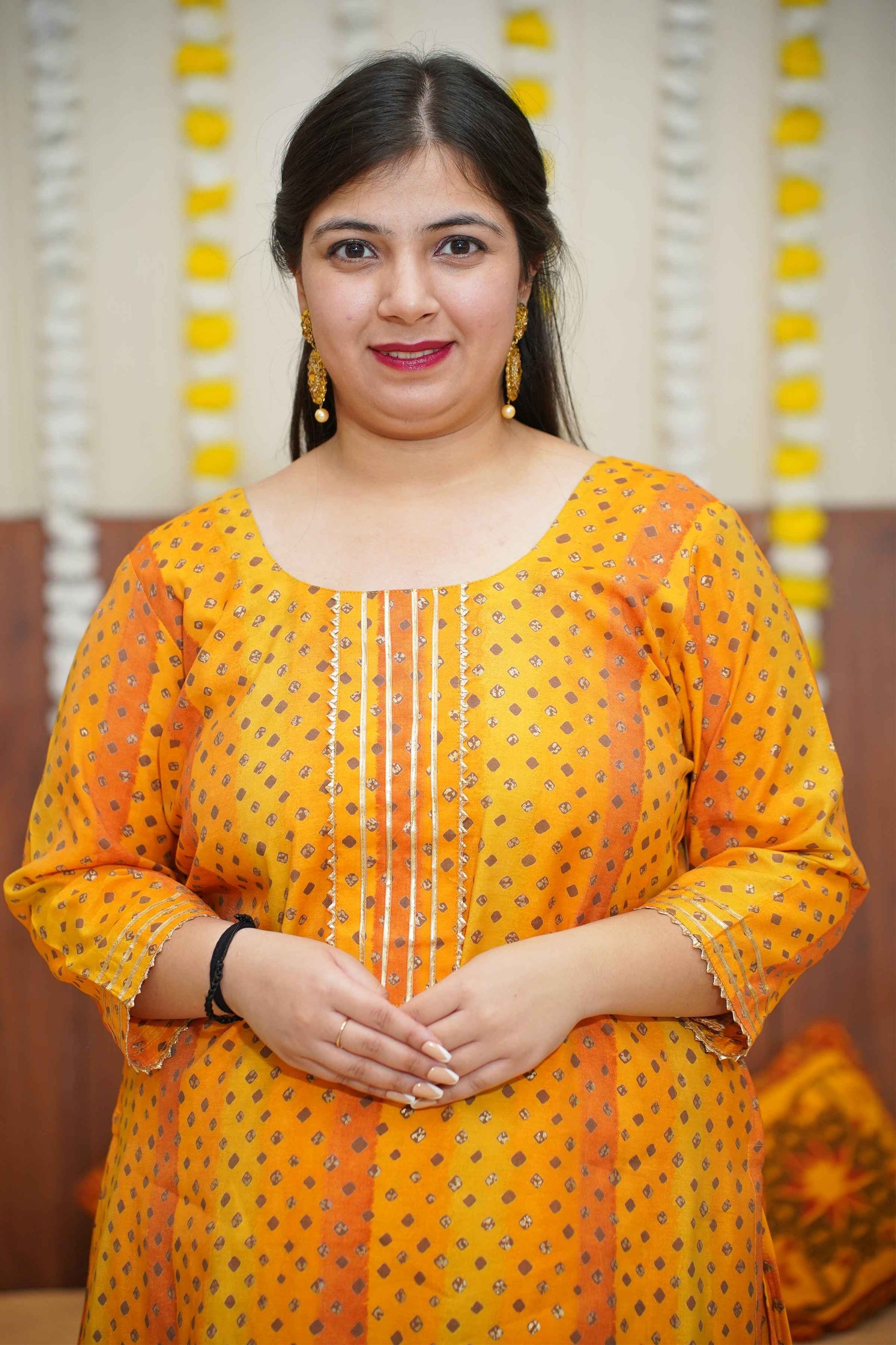 Sunny Yellow Foiled Skirt Suit