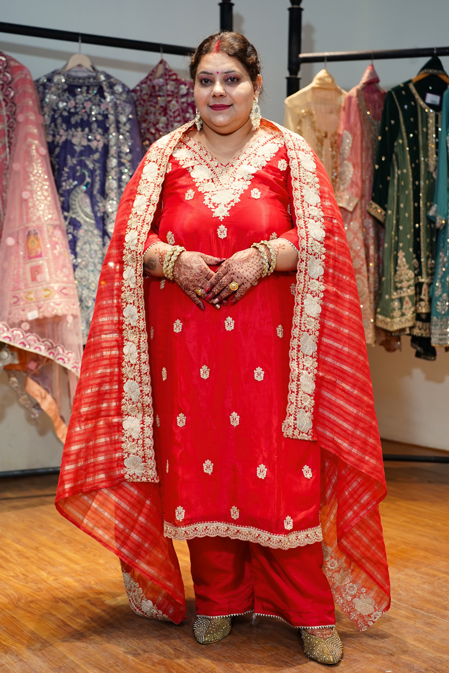 Surkh Laal Suit Set With Zari Embroidery