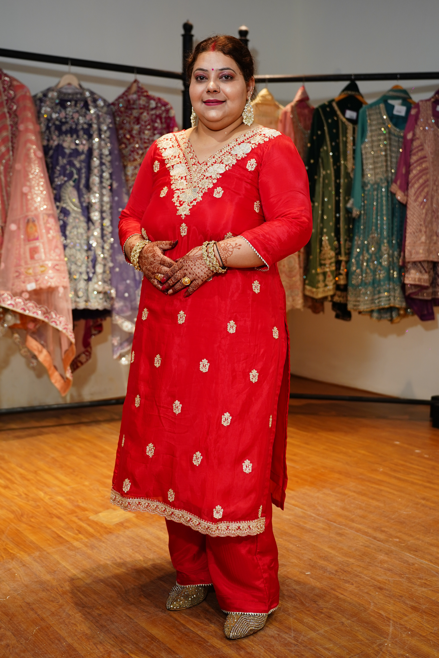 Surkh Laal Suit Set With Zari Embroidery