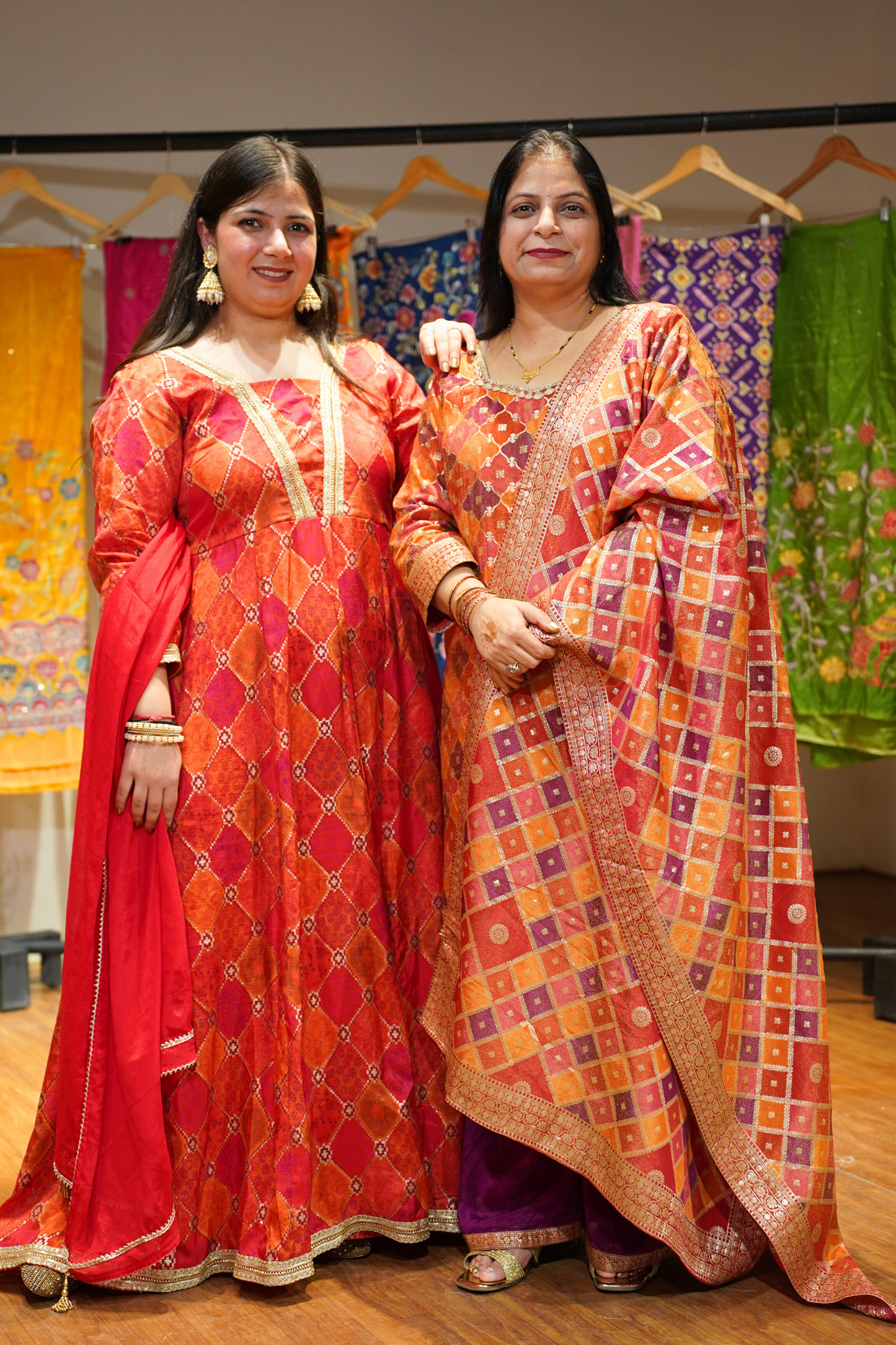 Tarini Orange Silk Dress with Jacquard Weave