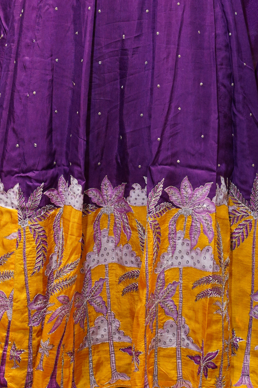 Vanya Purple Silk Dress with Exquisite Motifs