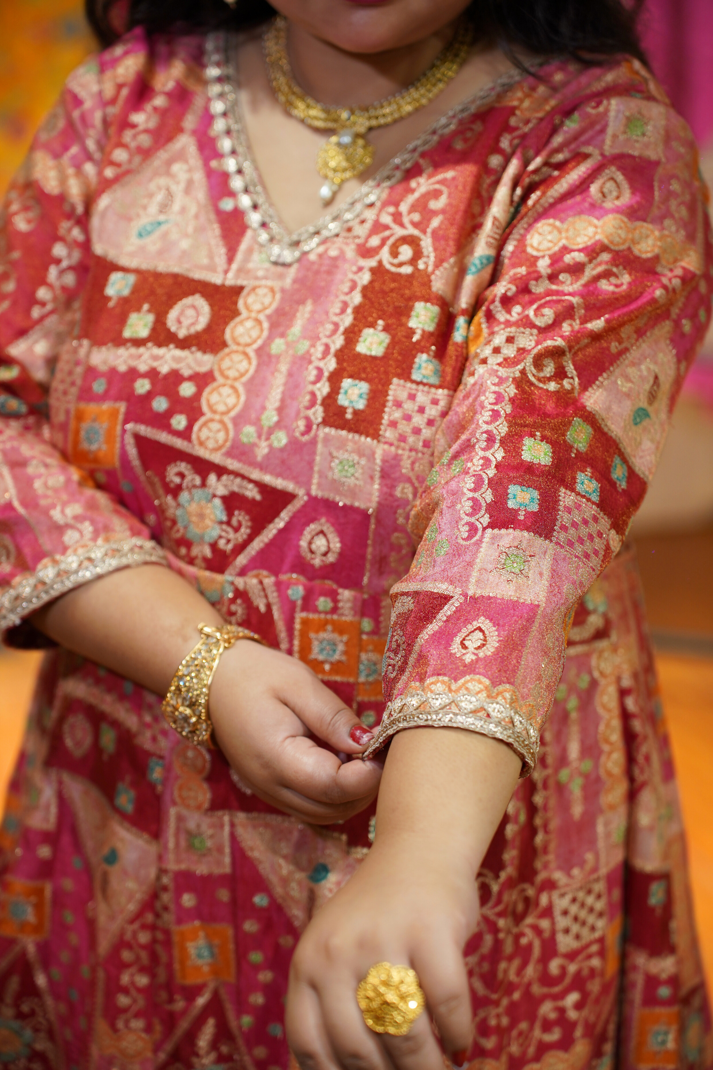 Vasudha Rubi Silk Dress with Jacquard Weave