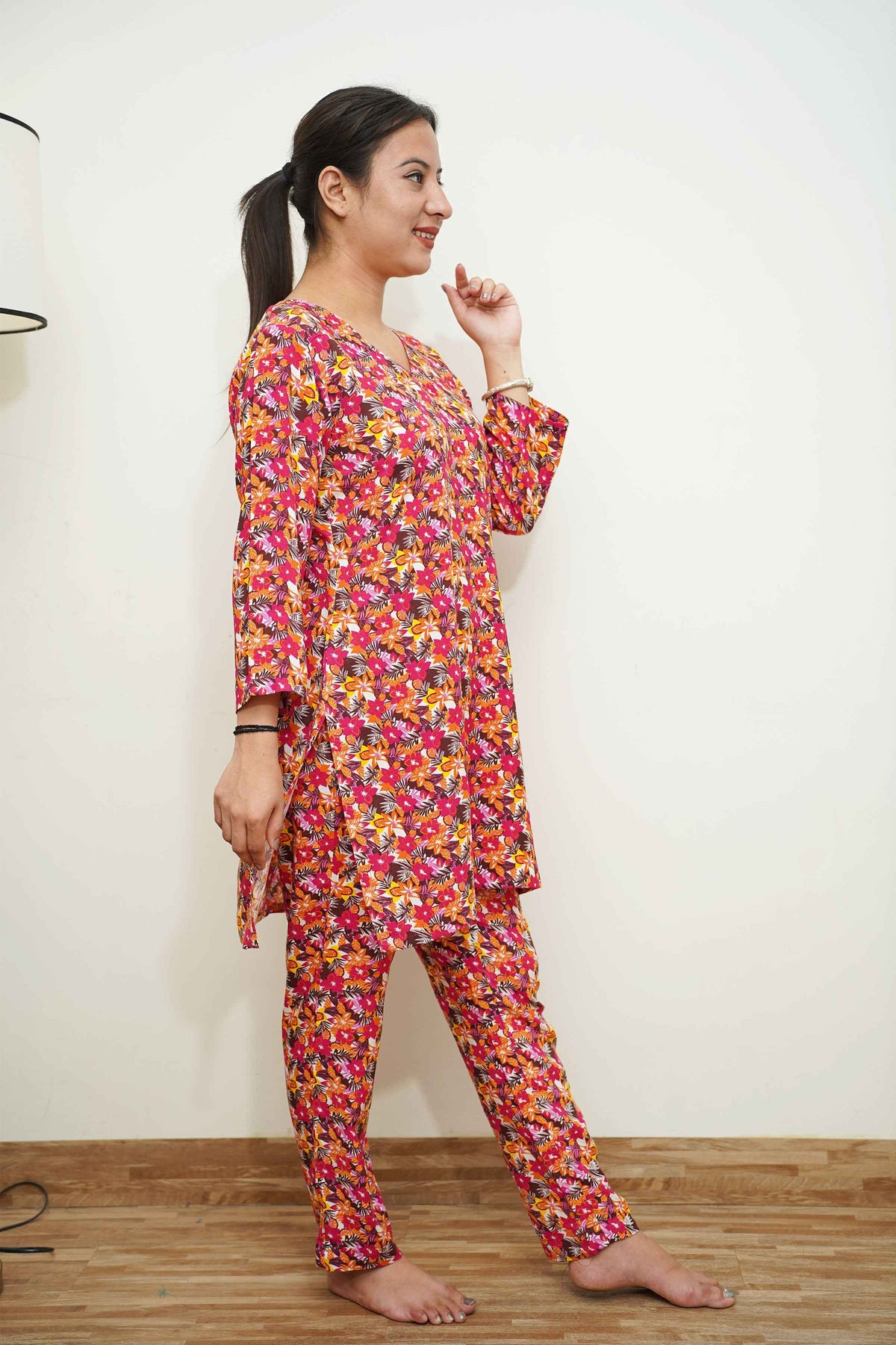 Vibrant Bloom Rayon Night Suit