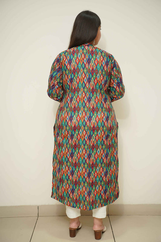 Vibrant Green Printed Cotton Kurti