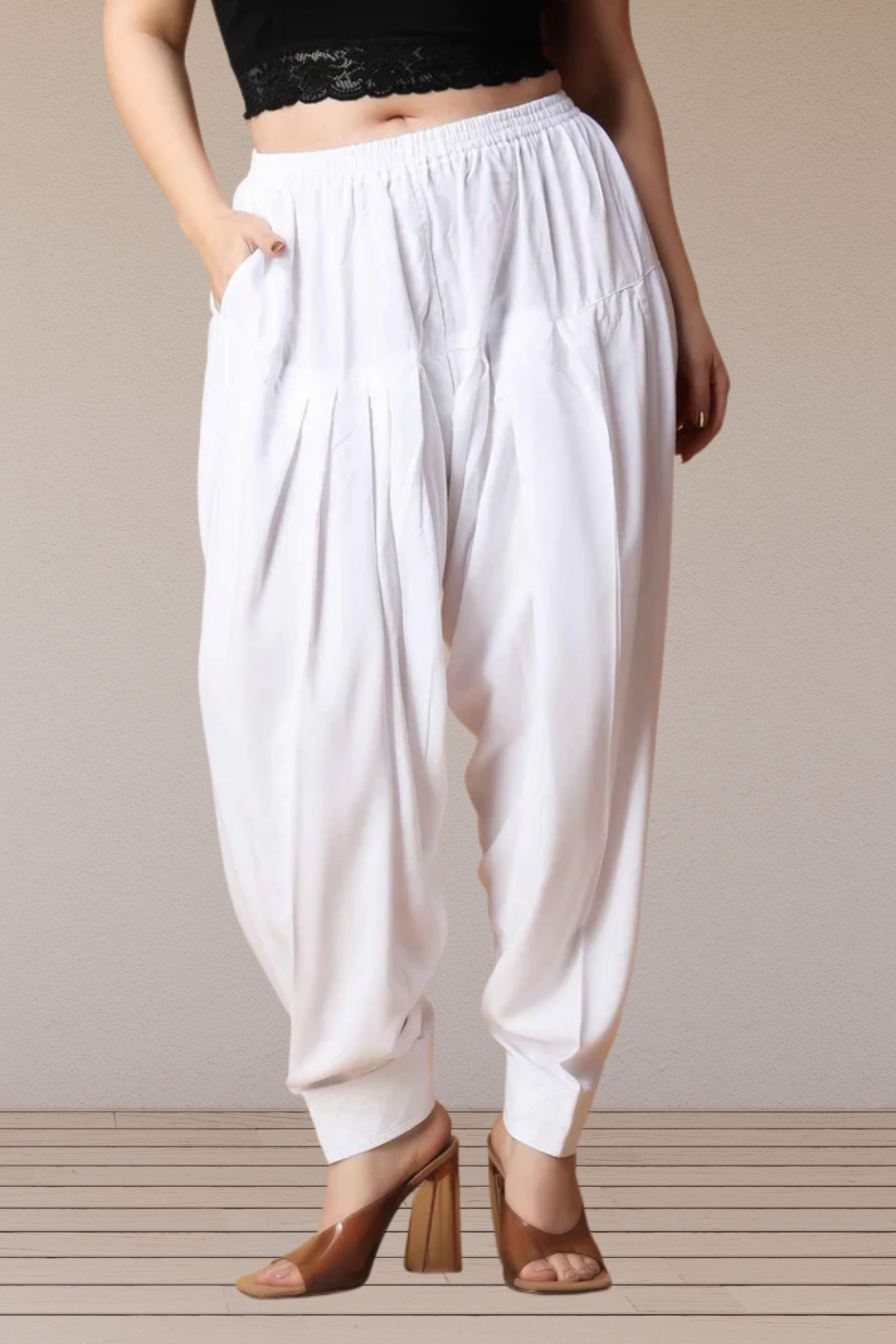 White Rayon Pleated Salwar