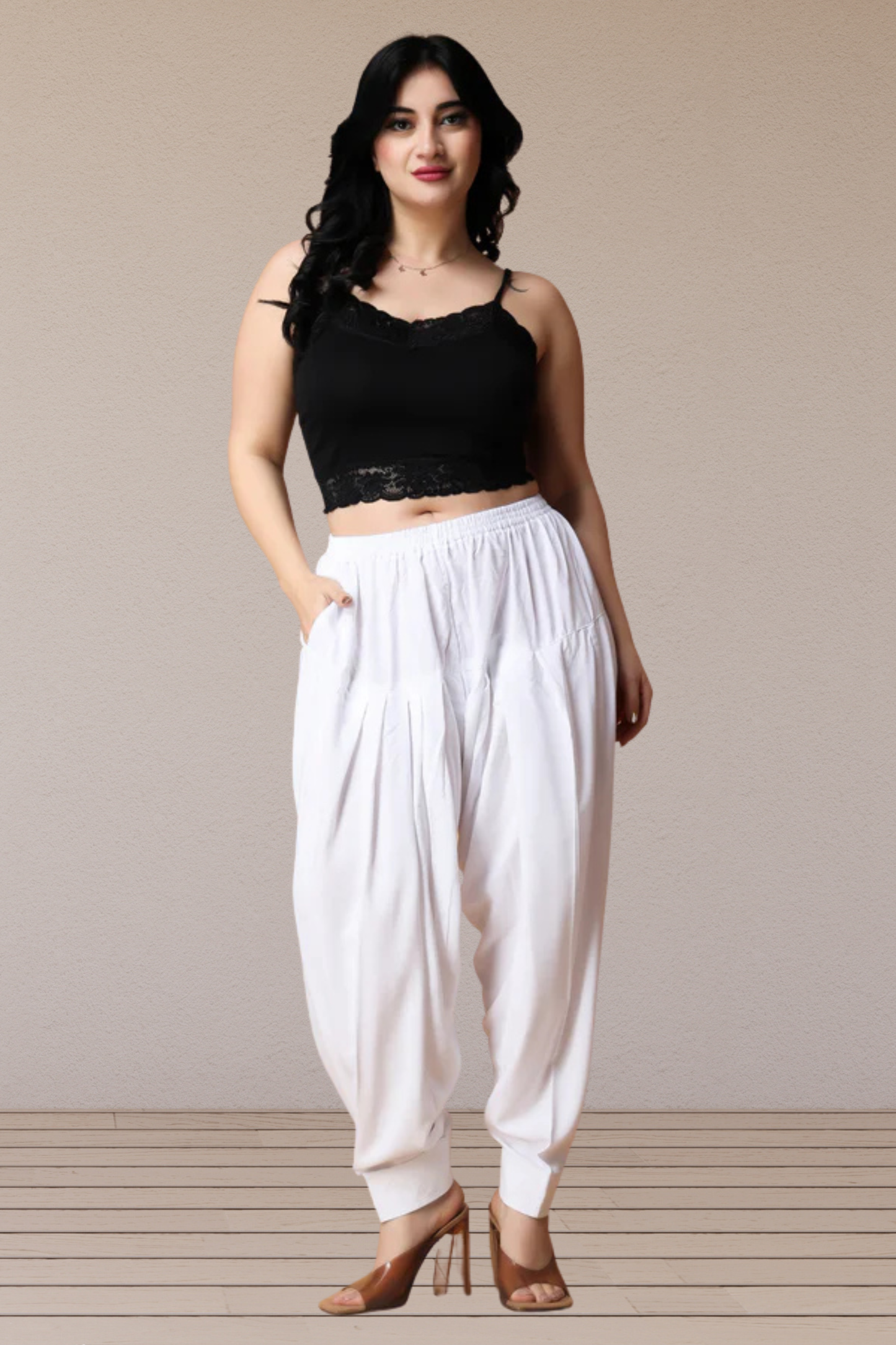 White Rayon Pleated Salwar