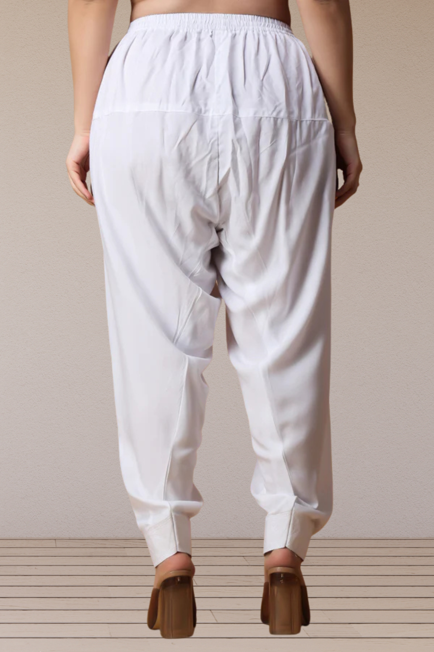 White Rayon Pleated Salwar