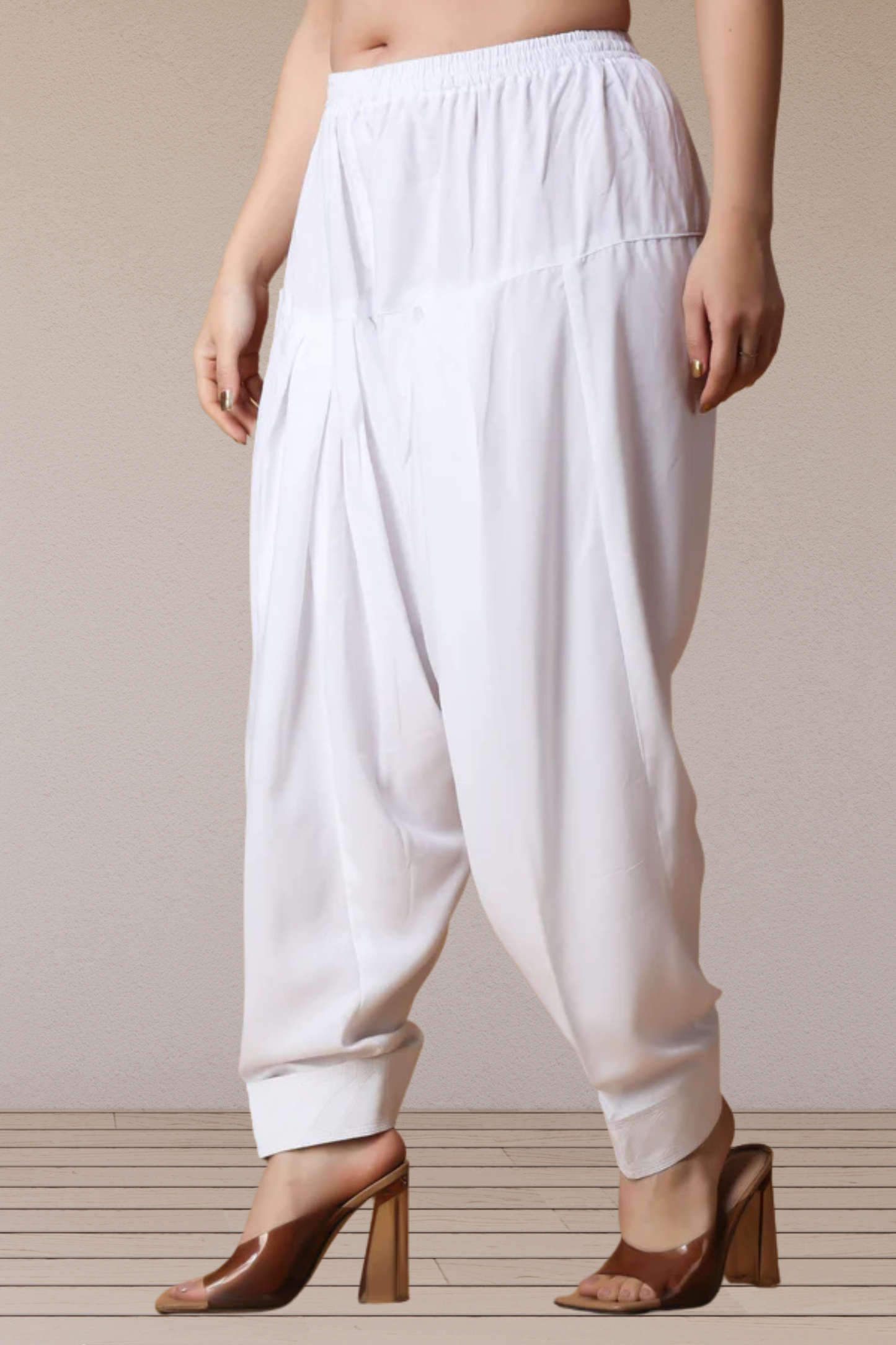 White Rayon Pleated Salwar