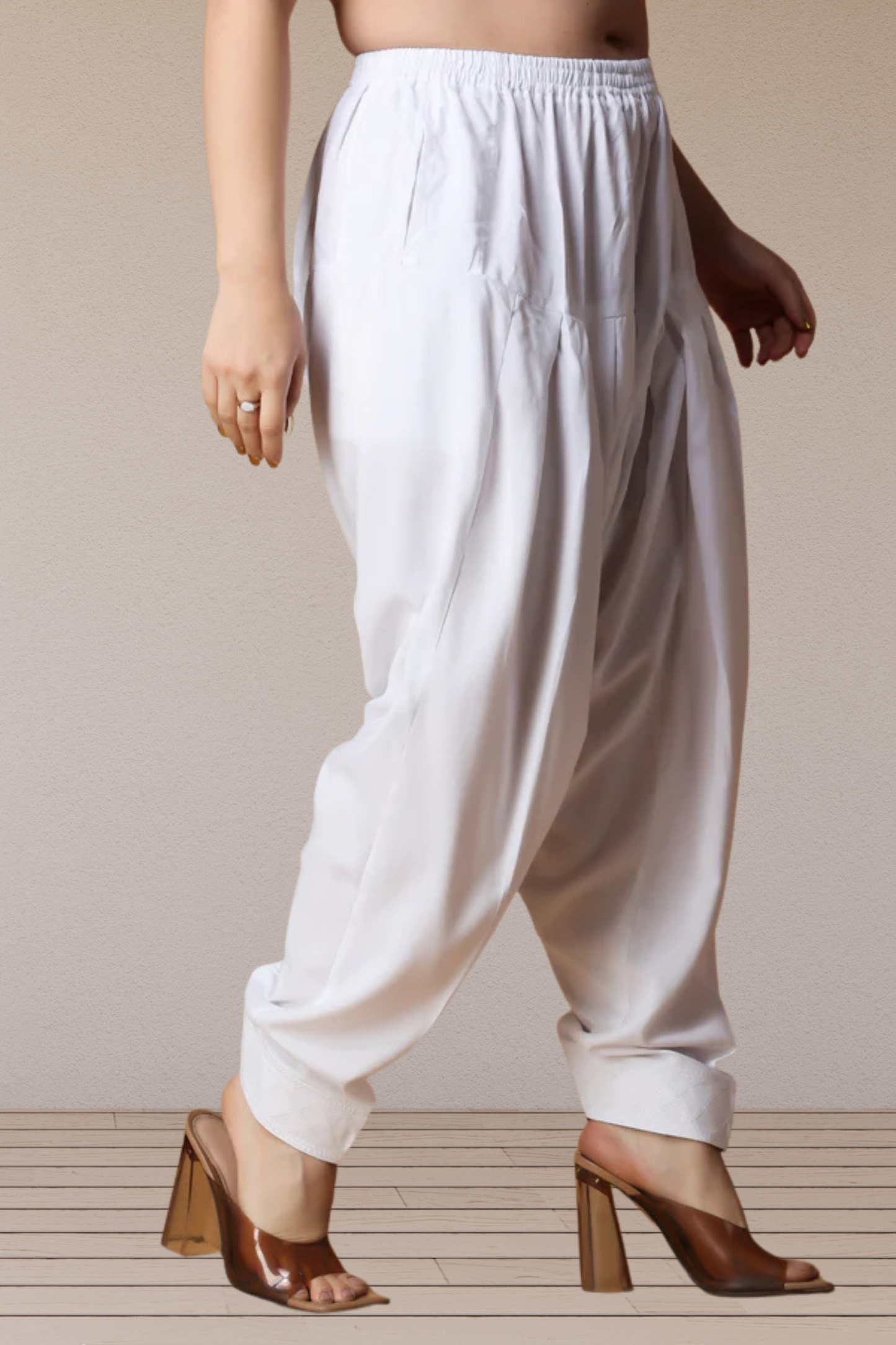 White Rayon Pleated Salwar