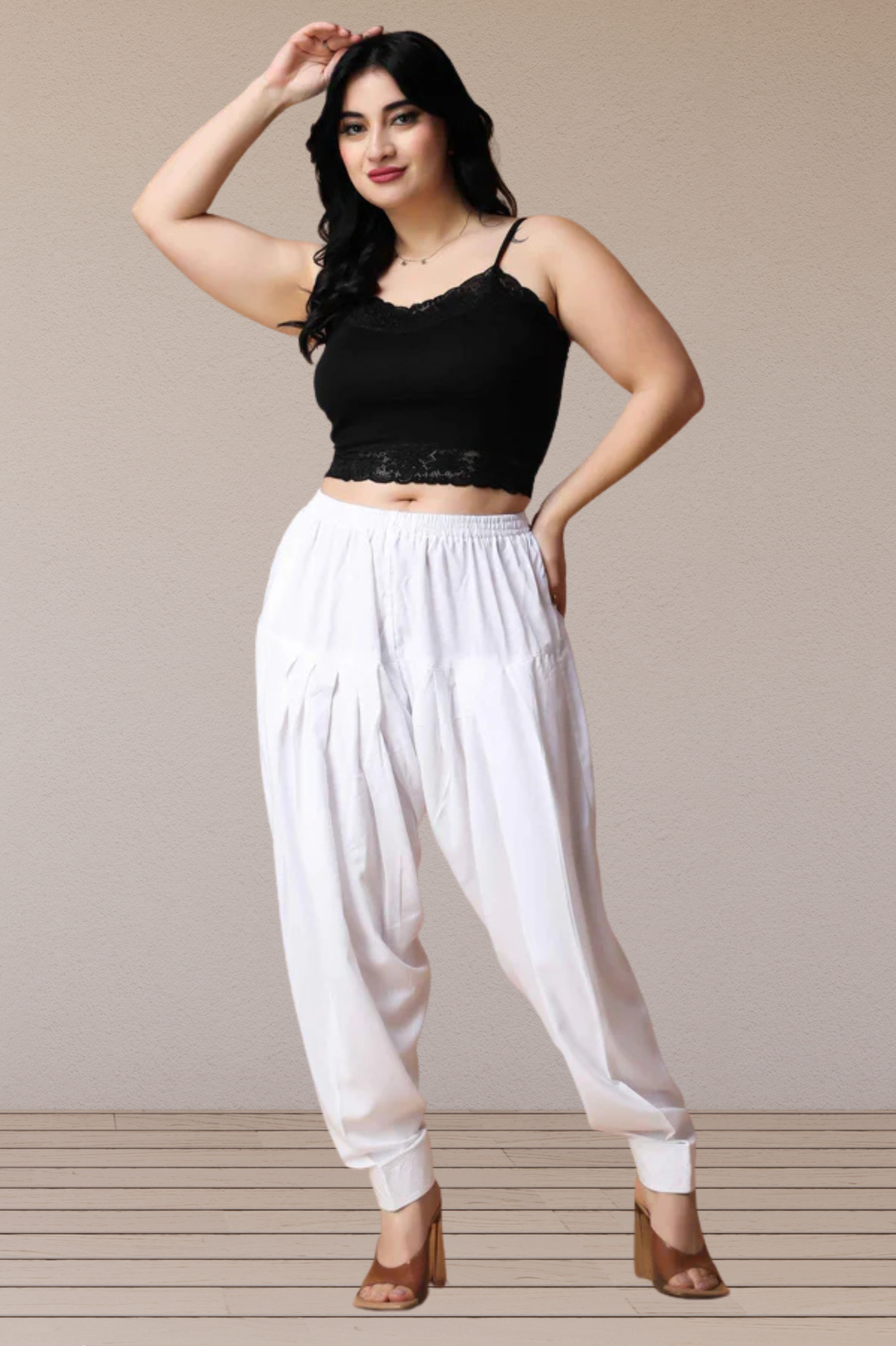 White Rayon Pleated Salwar