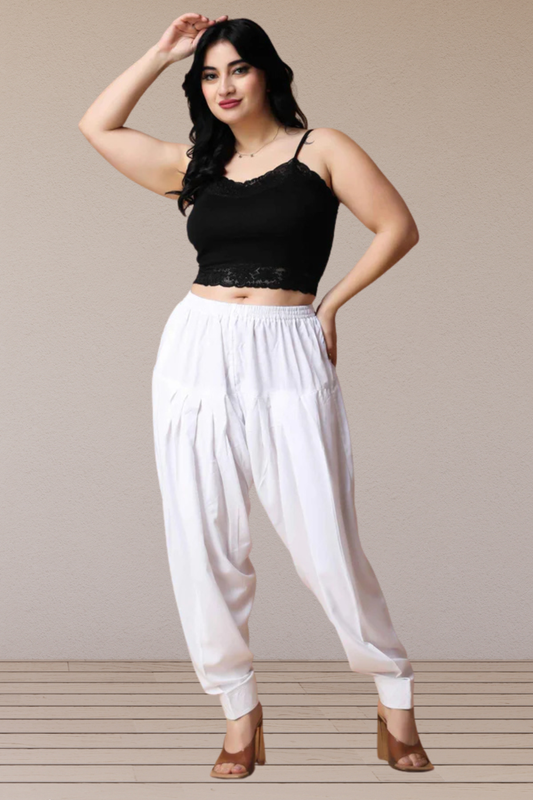 White Classic Rayon Salwar With Pocket