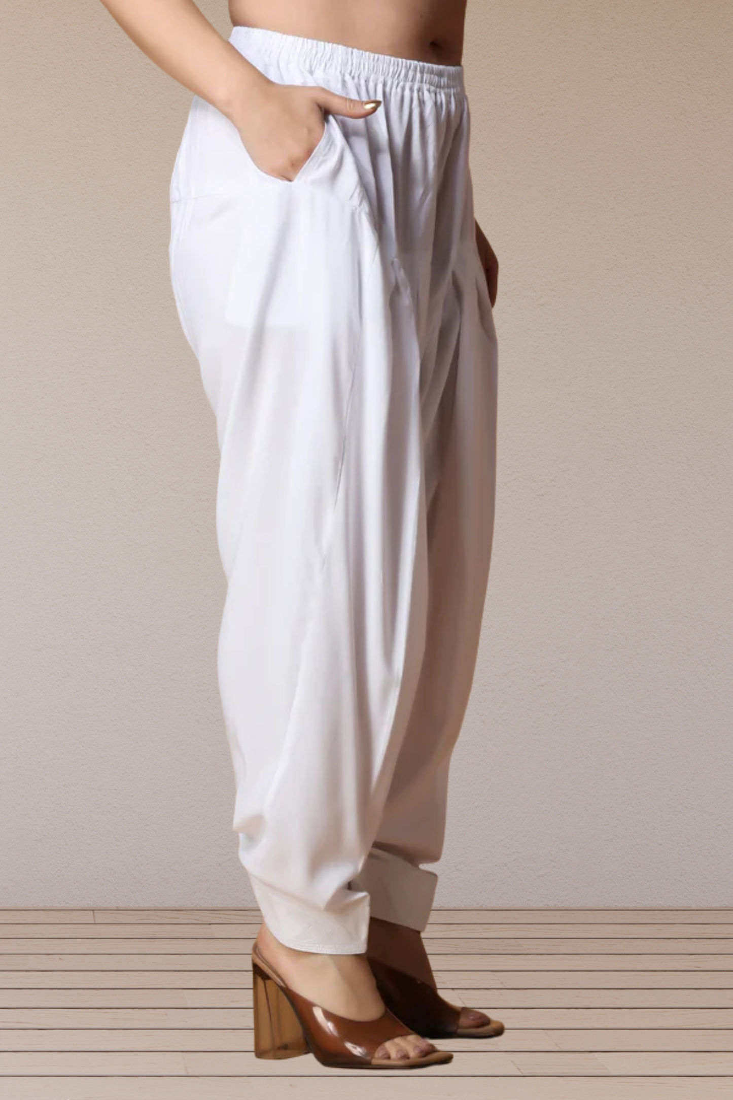 White Rayon Pleated Salwar
