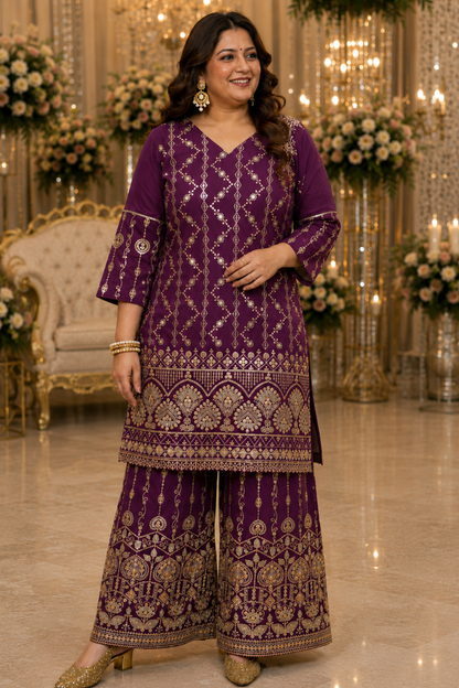 Garnet Glow Embroidered Georgette Suit